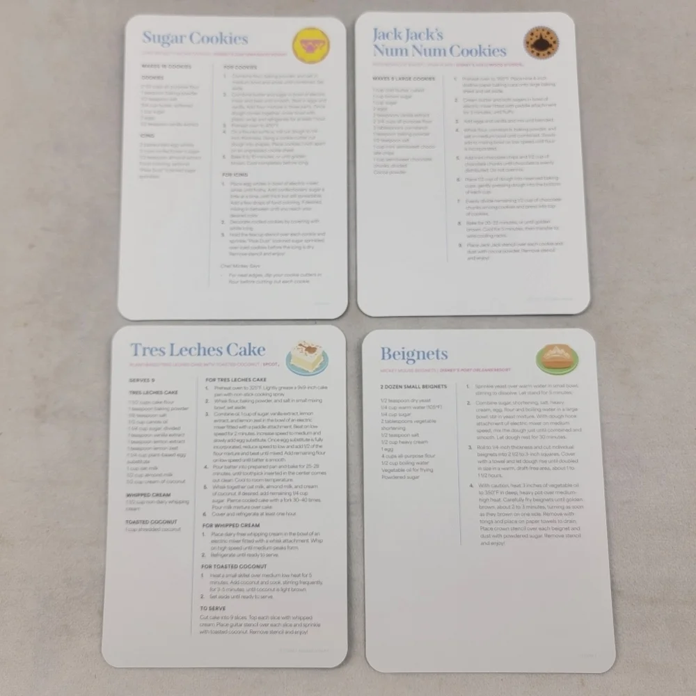 New‎ Disney Passholder set of 4 recipe cards, 4 stencils and envelope